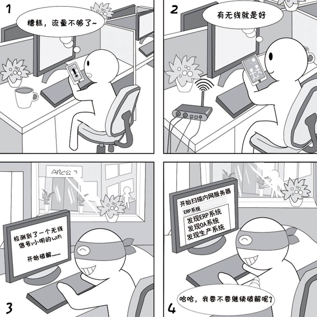 2018国家网络安全宣传周系列动漫①丨还在“蹭”免费WiFi?这些安全风险告诉你真能吓一跳